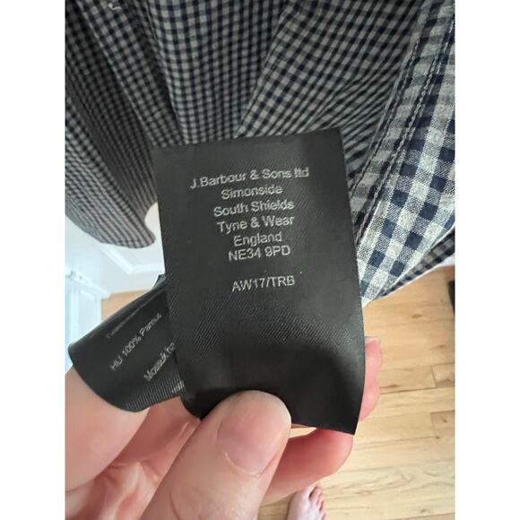 Barbour Men's XL Button Down Shirt Tailored Fit Long Sleeve Checker Gray Pocket - Picture 12 of 16